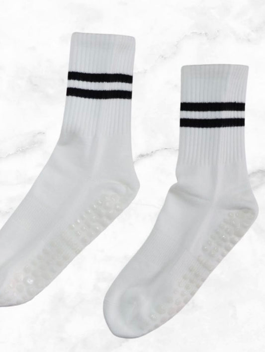White striped grip socks